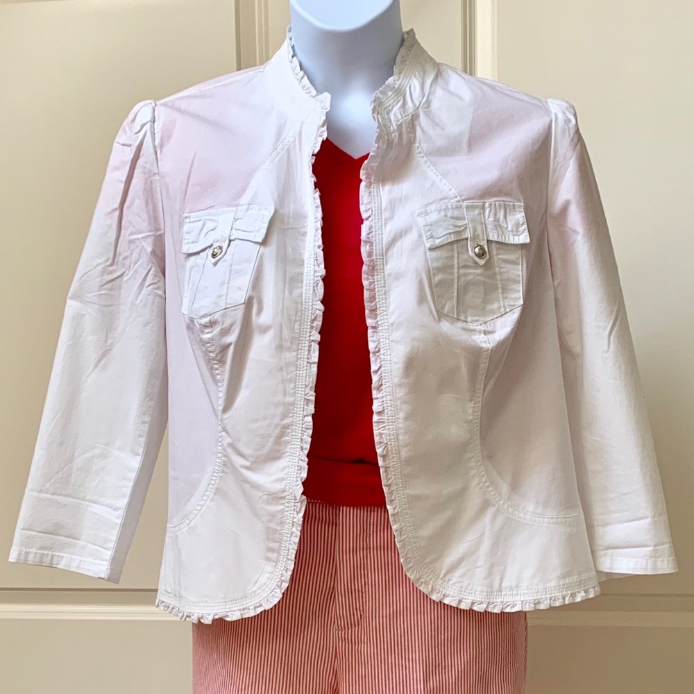 INC White Ruffle Jacket